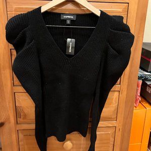EXPRESS Puff Sleeve V-Neck ribbed sweater - New w/tags Size XXS